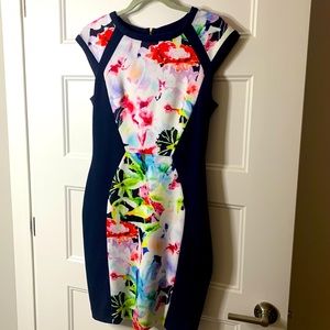 Floral Dress with Gold Zipper